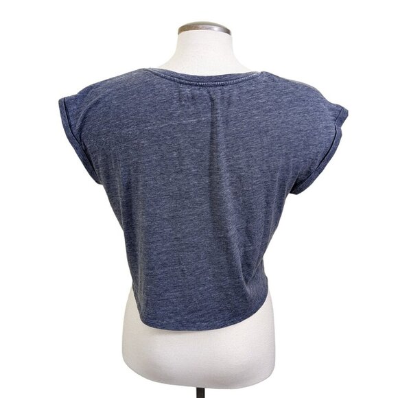 Womens Large Cropped T Shirt Top Southwest Aztec Gray Cotton Blend Boho Summer - Picture 4 of 8